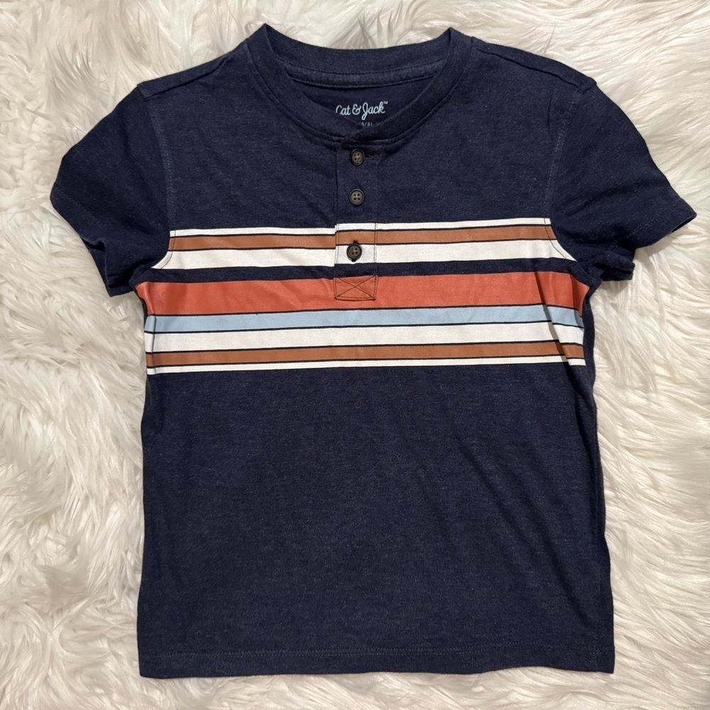 Cat &‎ Jack Navy Blue Boys Henley Tee Size 5